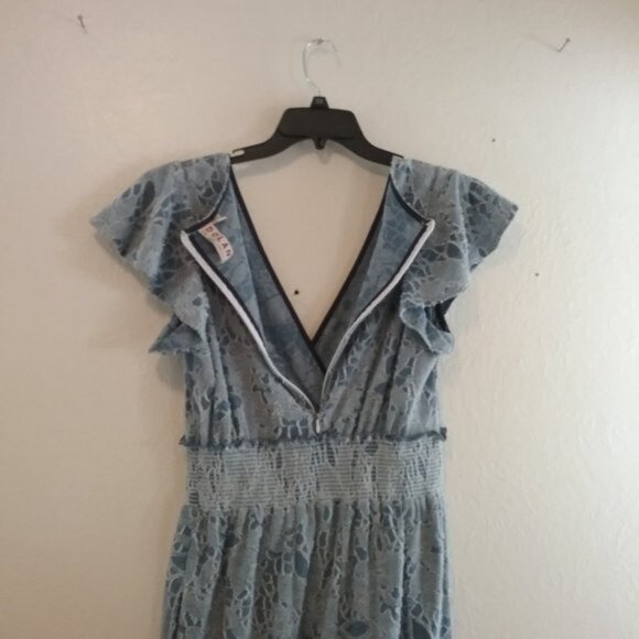 Dolan Maisie Blue Textured Floral Jumpsuit - Picture 13 of 16